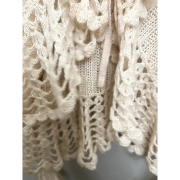 Newport News Off-White Tie-Front Flare Sleeve Knit Cardigan Fairy Whimsy Size L - Picture 7 of 10